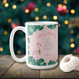 トロピカルピンクのクリスマスフラミンゴサンタハットオーナメント コーヒーマグカップ