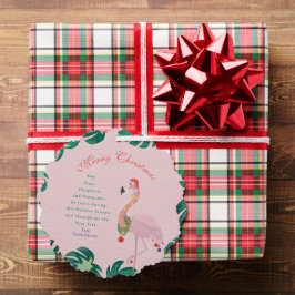 トロピカルピンクのクリスマスフラミンゴサンタハットボーブル オーナメントカード