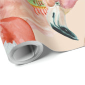 トロピカルピンクのクリスマスフラミンゴスサンタハット ラッピングペーパー (ロールコーナー)