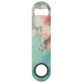 トロピカルピンクのハイビスカス フラワー ラブ ウェディング スピード栓抜き (正面)