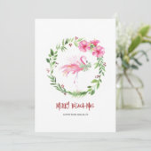 トロピカルピンクのフラミンゴからのクリスマスカード シーズンカード (スタンド正面)