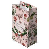 トロピカルピンクのフラミンゴとハイビスカスのブライズシャワー スモールペーパーバッグ (正面アングル)