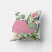 トロピカルピンクのフラミンゴとパーム葉の屋外環境 クッション (裏面)