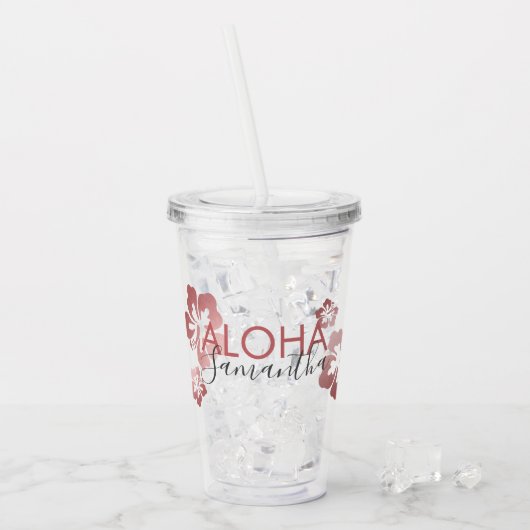 トロピカルピンクの個人パーソナライズされたパーティーのお願い アクリルタンブラー (アイス正面)