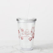 トロピカルピンクの個人パーソナライズされたパーティーのお願い アクリルタンブラー (裏面)