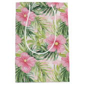 トロピカルピンクの花のブライズシャワー ミディアムペーパーバッグ (正面)