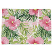 トロピカルピンクの花のブライズシャワー ラージペーパーバッグ (裏面)