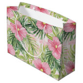 トロピカルピンクの花のブライズシャワー ラージペーパーバッグ (裏面アングル)