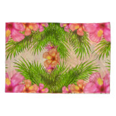 トロピカルピンクの花グリーン離れフローラシック 枕カバー (裏面)
