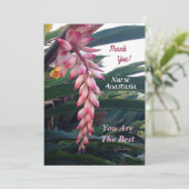 トロピカルピンクの花ナースドクタースタッフ サンキューカード (スタンド正面)