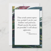 トロピカルピンクの花ナースドクタースタッフ サンキューカード (裏面)