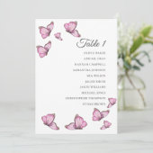 トロピカルピンクの蝶。 ウェディング 席次表 招待状 (スタンド正面)