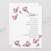 トロピカルピンクの蝶。 ウェディング 席次表 招待状 (正面/裏面)