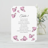 トロピカルピンクの蝶。結婚式の席次表 招待状 (スタンド正面)