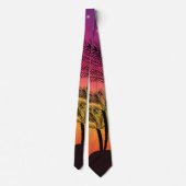 トロピカルピンクイエローサンセットミニマモダンリスト ネクタイ (裏面)