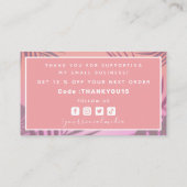 トロピカルピンクエキゾチックありがとうご注文割引コード 名刺 (裏面)