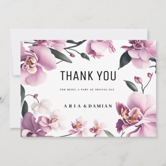 トロピカルピンクエレガントランフローラありがとう 招待状 (正面)