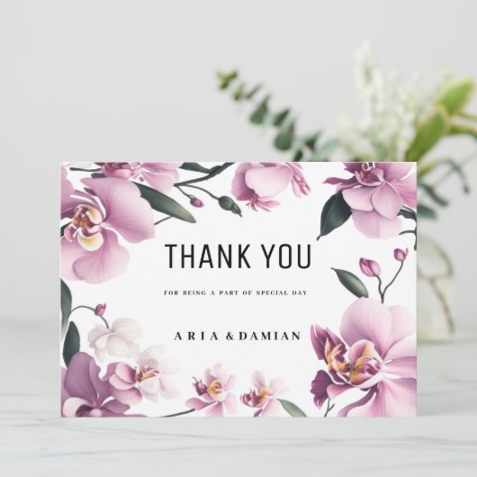 トロピカルピンクエレガントランフローラありがとう 招待状 (スタンド正面)