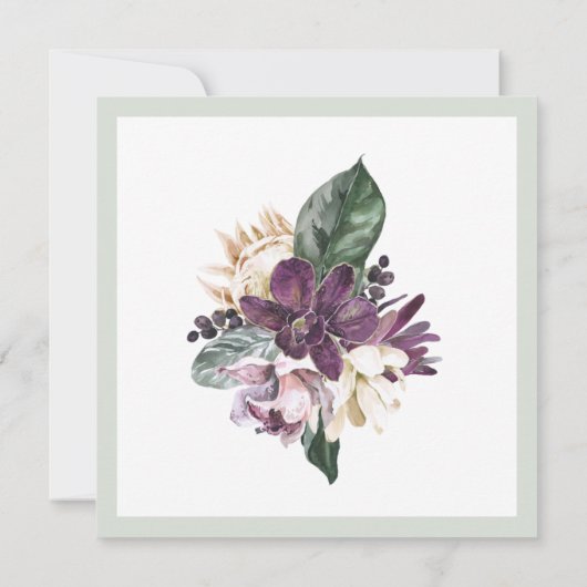 トロピカルピンクオウムとセージフローラ50誕生日 招待状 (裏面)