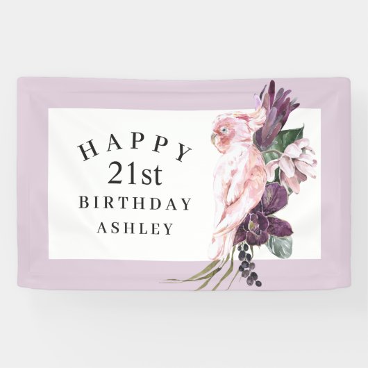 トロピカルピンクオウム誕生日おめでとう21 横断幕 (横)