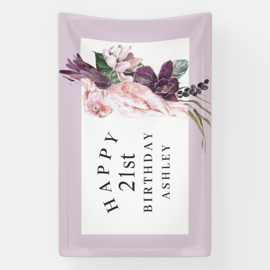 トロピカルピンクオウム誕生日おめでとう21 横断幕 (縦)