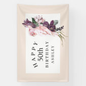トロピカルピンクオウムHappy 50誕生日 横断幕 (縦)