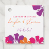 トロピカルピンクオレンジパープルハイビスカスクエア フェイバータグ (正面)