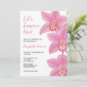 トロピカルピンクオーキッドボタニカルサプライズ誕生日 招待状 (スタンド正面)