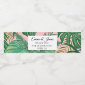 トロピカルピンクグリーナリービーチ結婚式ありがとう ペットボトルラベル (シングルラベル)