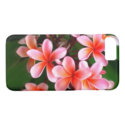 トロピカルピンクグリーンプルメリア花フローラ写真 Case-Mate iPhoneケース (裏面(横))