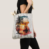 トロピカルピンクサンセットセーリングパームズ トートバッグ (クローズアップ)
