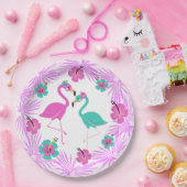トロピカルピンクターコイズパームスフラミンゴ9» ペーパープレート (パーティー)