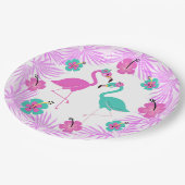 トロピカルピンクターコイズパームスフラミンゴ9» ペーパープレート (アングル)