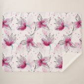 トロピカルピンクハイビスカスハワイアン シェルパブランケット (正面(横))