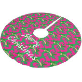 トロピカルピンクハイビスカスフラワーサンダー_コーブ ブラッシュドポリエステルツリースカート (アングル)