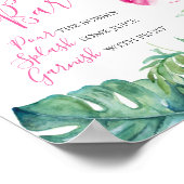 トロピカルピンクハイビスカスフラワーミモサバーウォータースコロ ポスター (角)