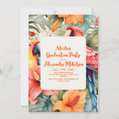 トロピカルピンクハイビスカスフローラ卒業 招待状 (正面)