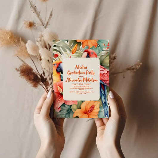 トロピカルピンクハイビスカスフローラ卒業 招待状