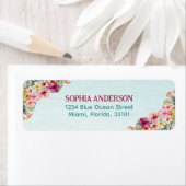 トロピカルピンクハイビスカスフローラ差出人住所 ラベル (インサイチュ)