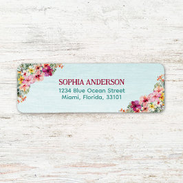 トロピカルピンクハイビスカスフローラ差出人住所 ラベル