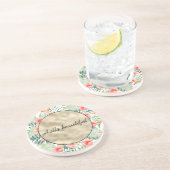 トロピカルピンクハイビスカスフローラ金ゴールド コースター (側面)