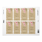 トロピカルピンクハイビスカス素朴ビーチ結婚式ボトル ラベル (フルシート)