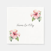 トロピカルピンクハイビスカス結婚フローラ スタンダードカクテルナプキン (正面)