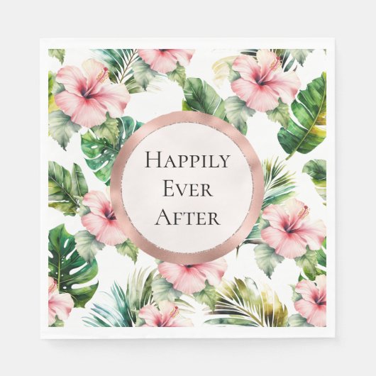 トロピカルピンクハイビスカス結婚フローラ スタンダードランチョンナプキン (正面)
