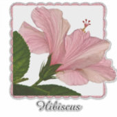 トロピカルピンクハイビスカス花の写真 |名前 シール (正面)