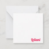 トロピカルピンクハワイアンハイビスカスマハロのパーソナライズ ノートカード (裏面)