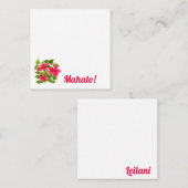 トロピカルピンクハワイアンハイビスカスマハロのパーソナライズ ノートカード (正面/裏面)