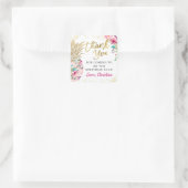 トロピカルピンクパイナップルフローラ誕生日ありがとう スクエアシール (バッグ)