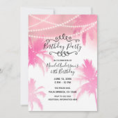 トロピカルピンクパームツリーズ&ライツバースデーパーティー 招待状 (正面)