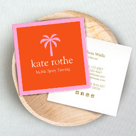 トロピカルピンクパームツリーモバイルスプレータンニングカル コーリングカード